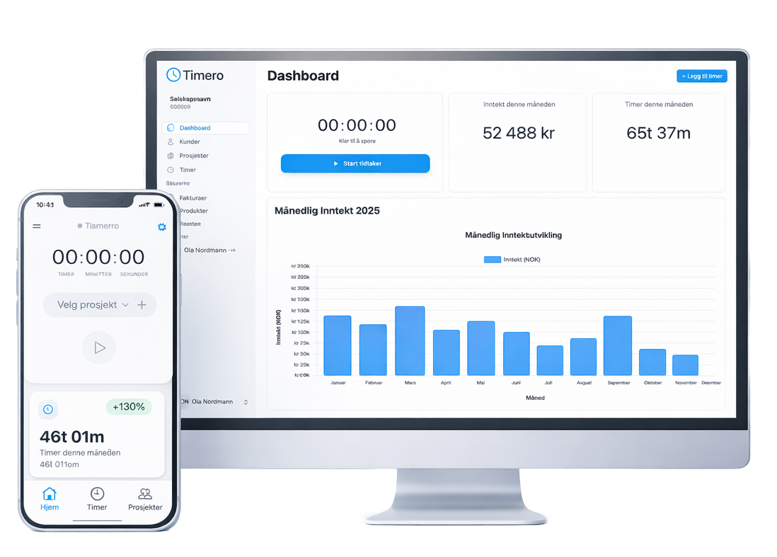 Timero – timeføring og fakturering på desktop og mobil